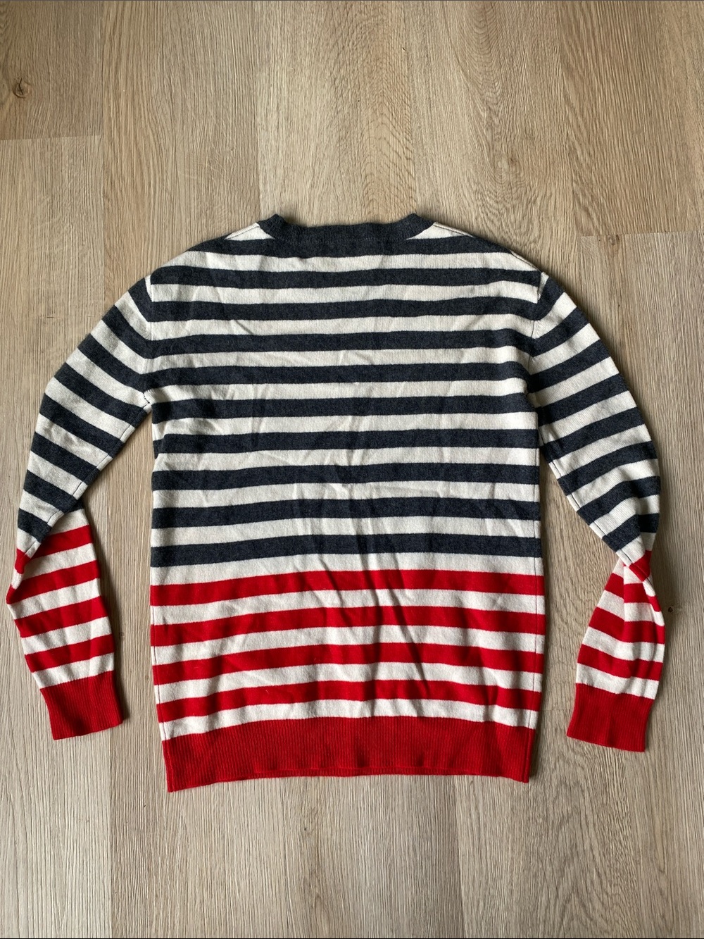 The Cashmere Project 100% Cashmere Striped Crewneck Sweater Red Grey S - Picture 6 of 10